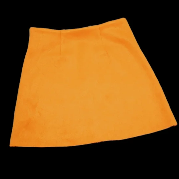 Zara Faux Suede Mini Skirt Orange sz Small - Picture 3 of 3